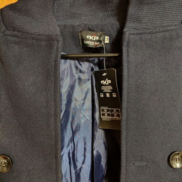 CKP Men's Slim Fit Coat - Navy Blue - Picture 2 of 2